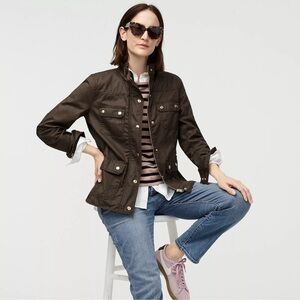 J.Crew Relaxed Boyfriend Field Jacket Dark Olive Green XS | Cotton Utility Coat‎